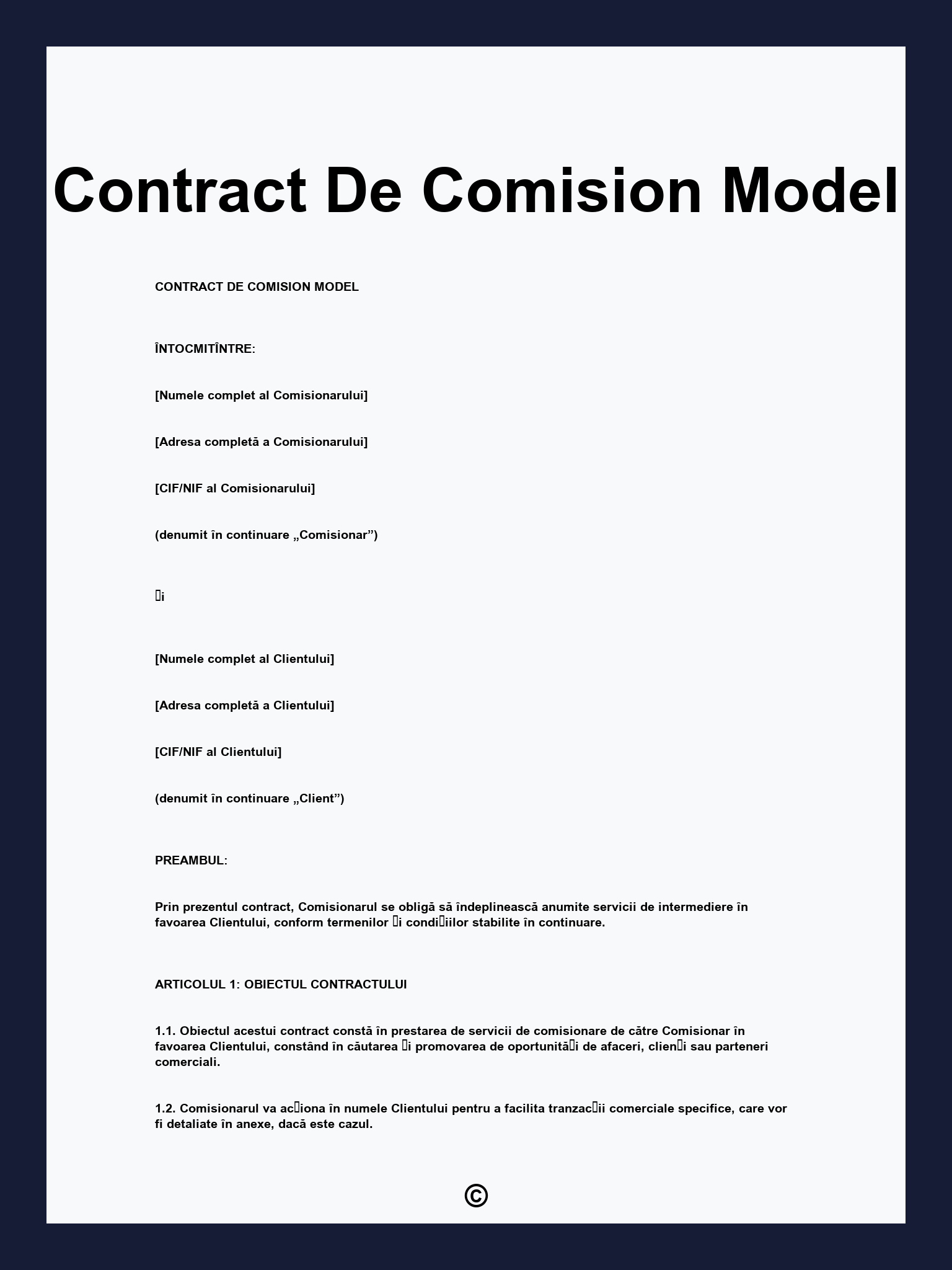 Contract De Comision Model