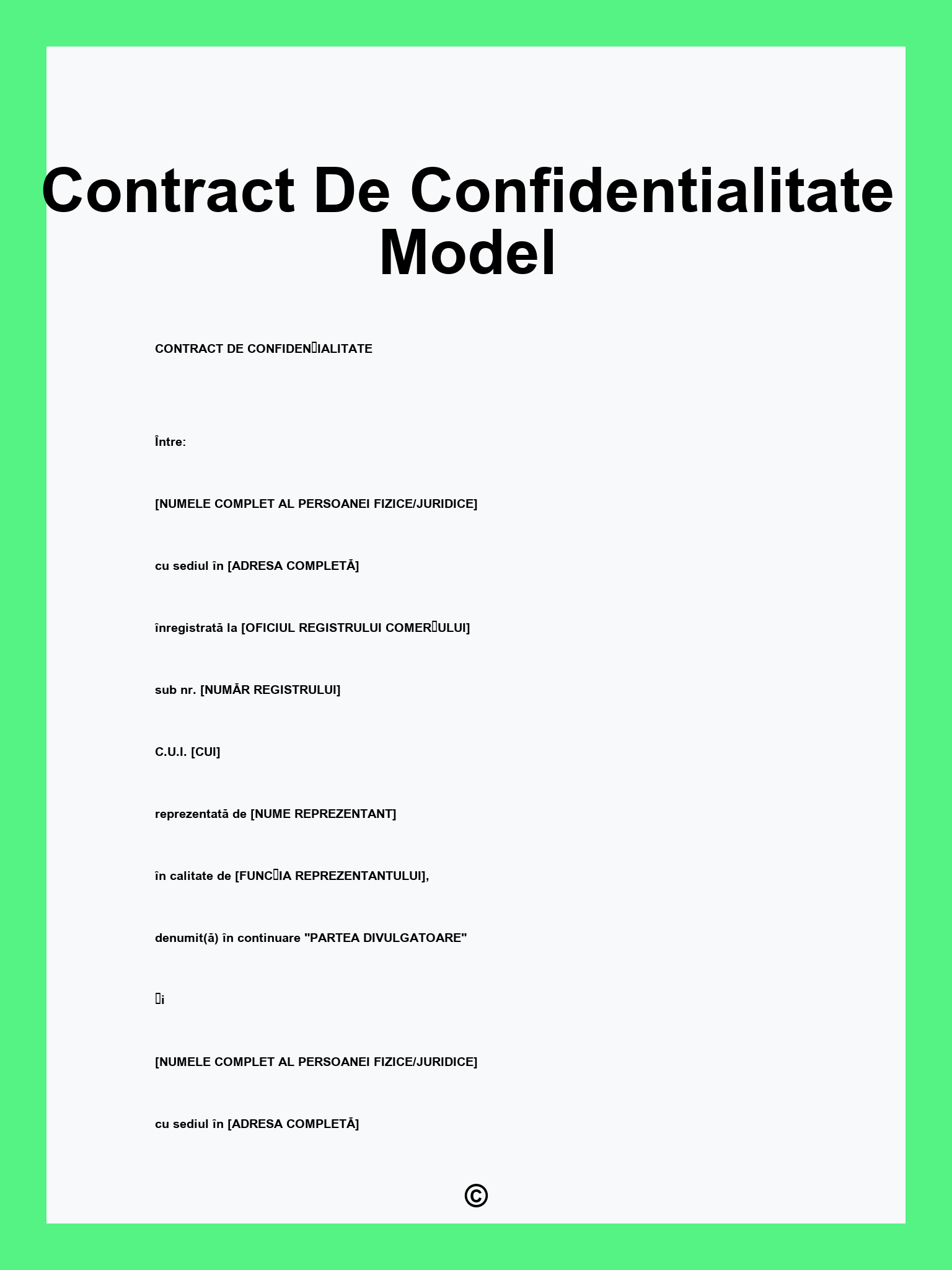 Contract De Confidentialitate Model