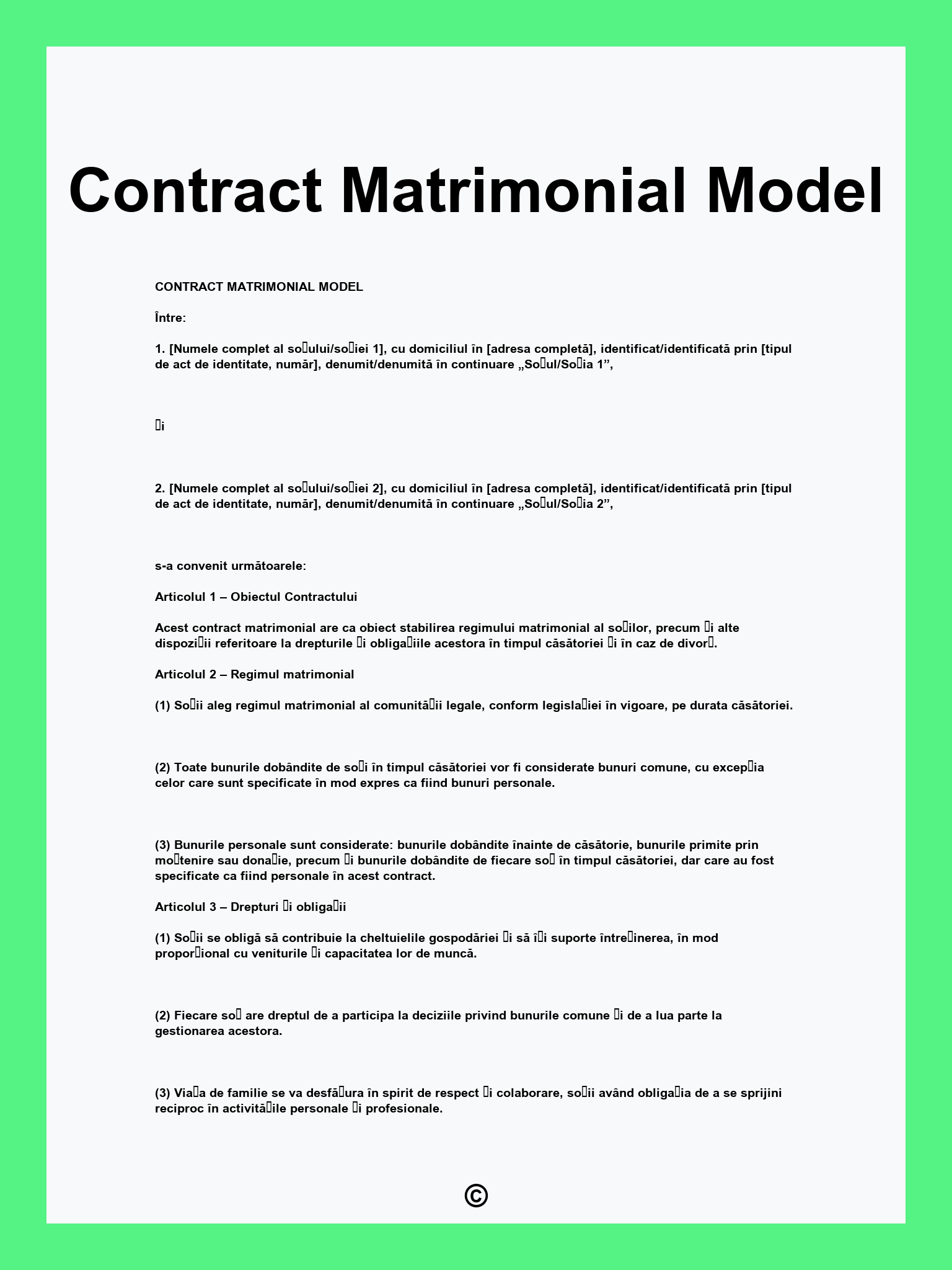 Contract Matrimonial Model