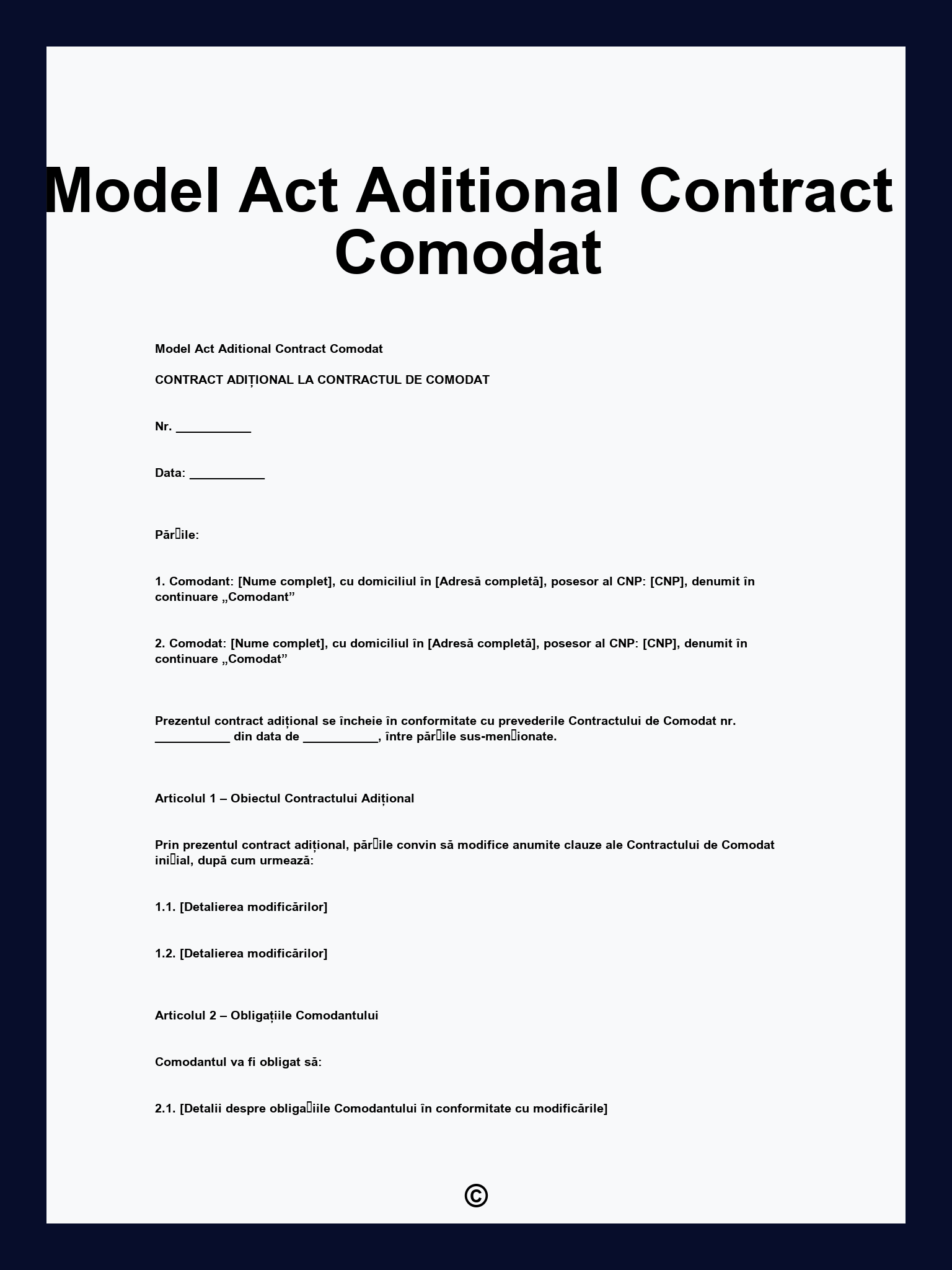 Model Act Aditional Contract Comodat