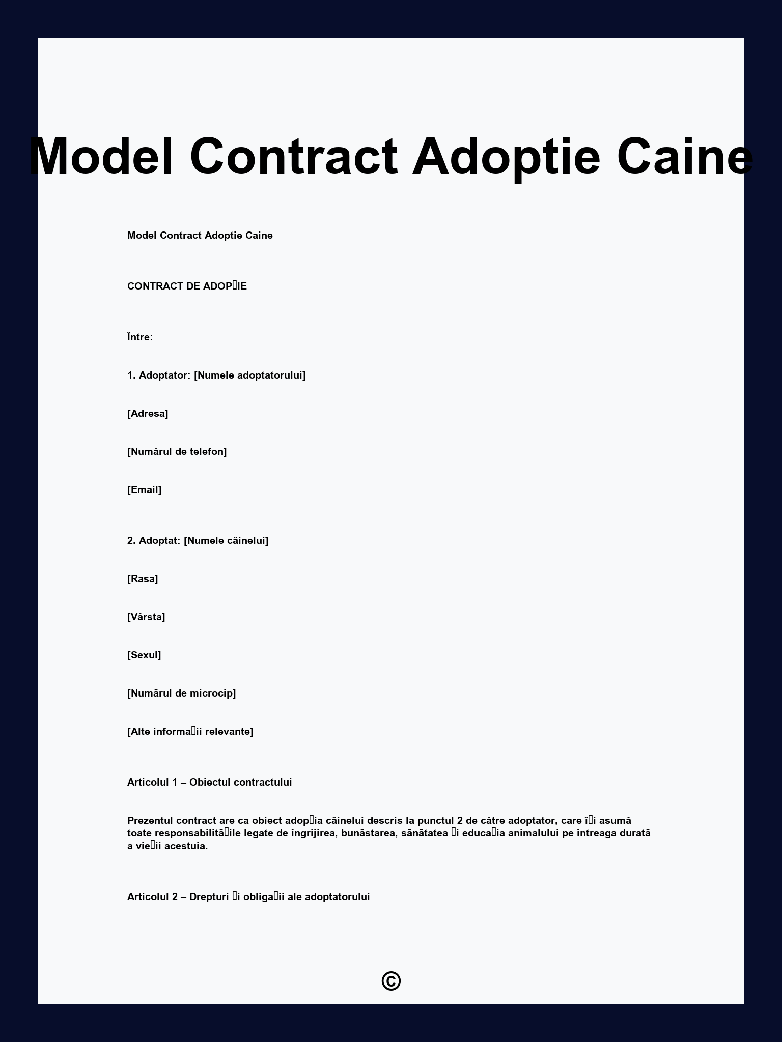 Model Contract Adoptie Caine