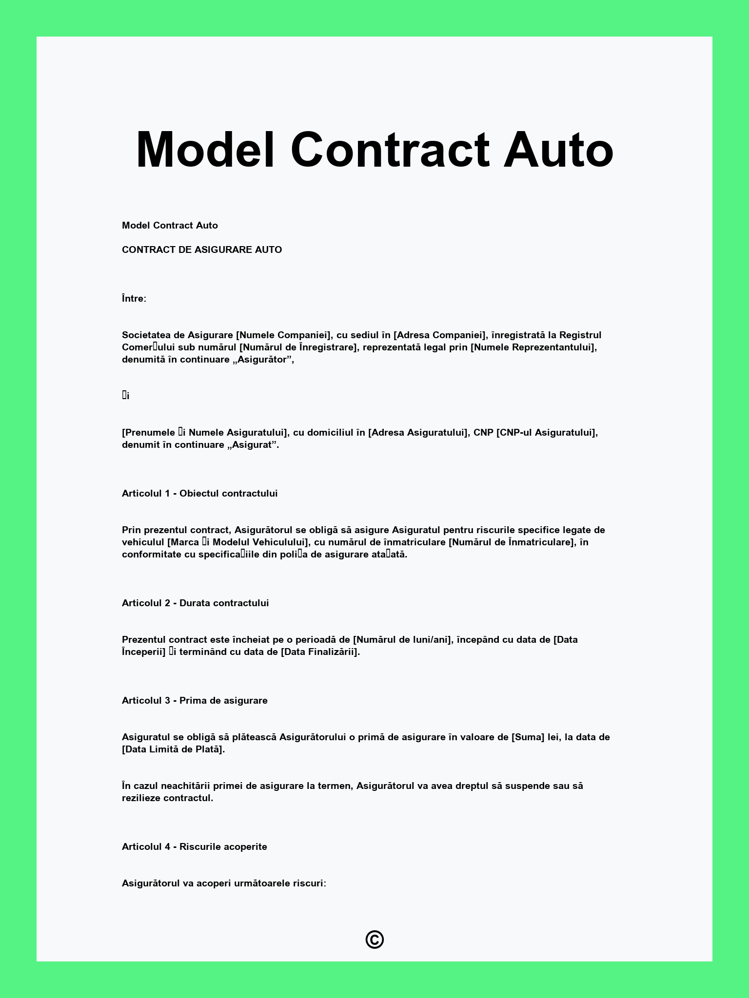 Model Contract Auto