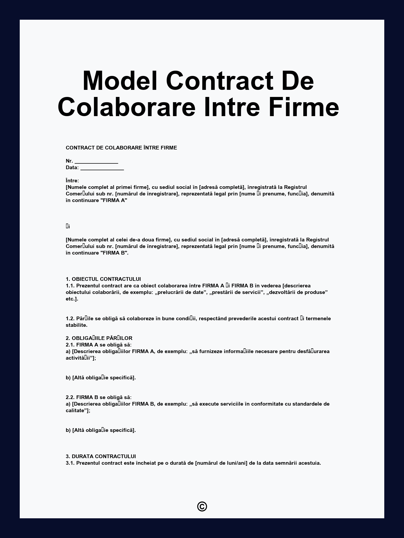 Model Contract De Colaborare Intre Firme