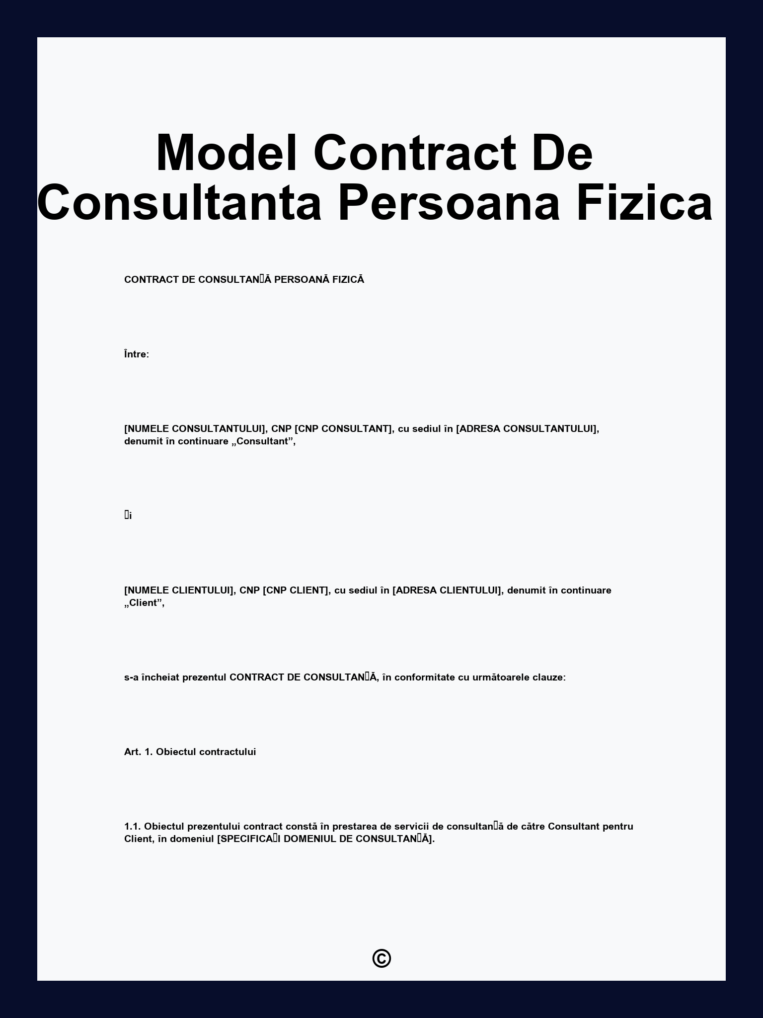 Model Contract De Consultanta Persoana Fizica