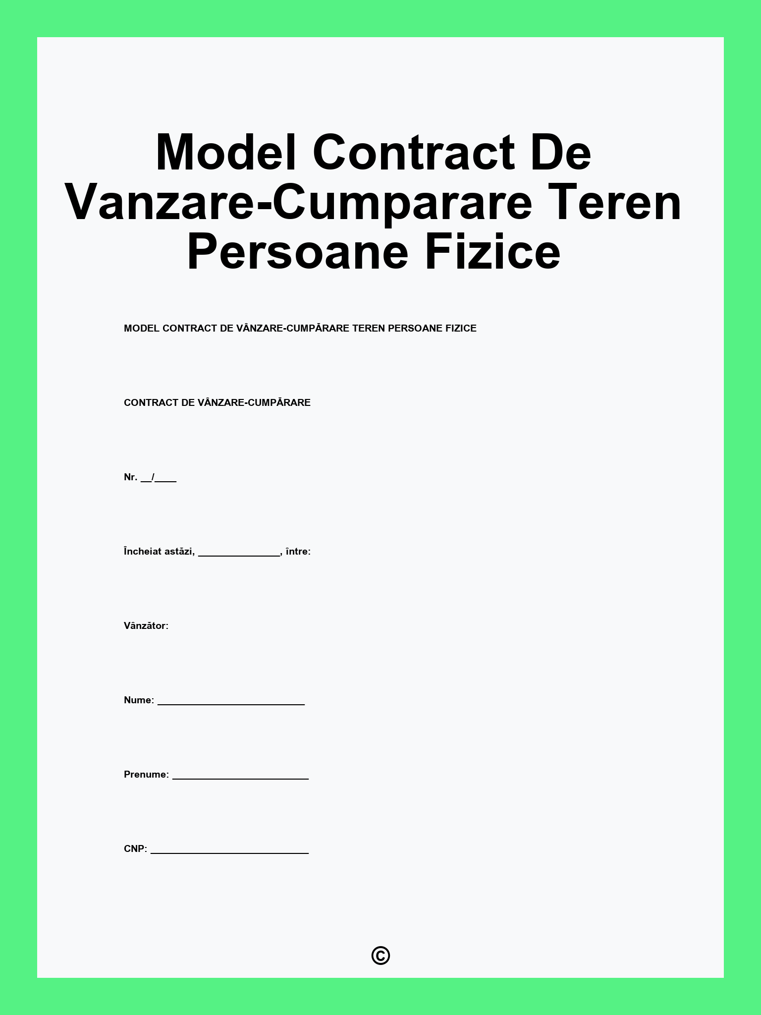 Model Contract De Vanzare-Cumparare Teren Persoane Fizice