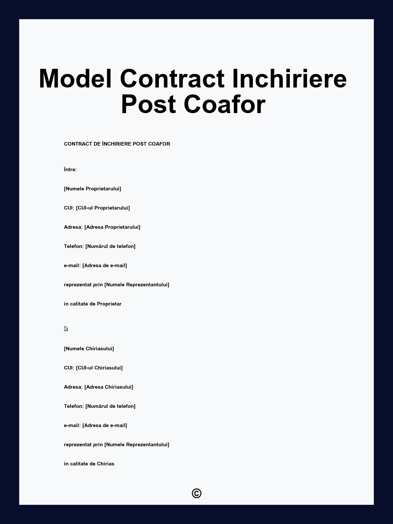Model Contract Inchiriere Post Coafor