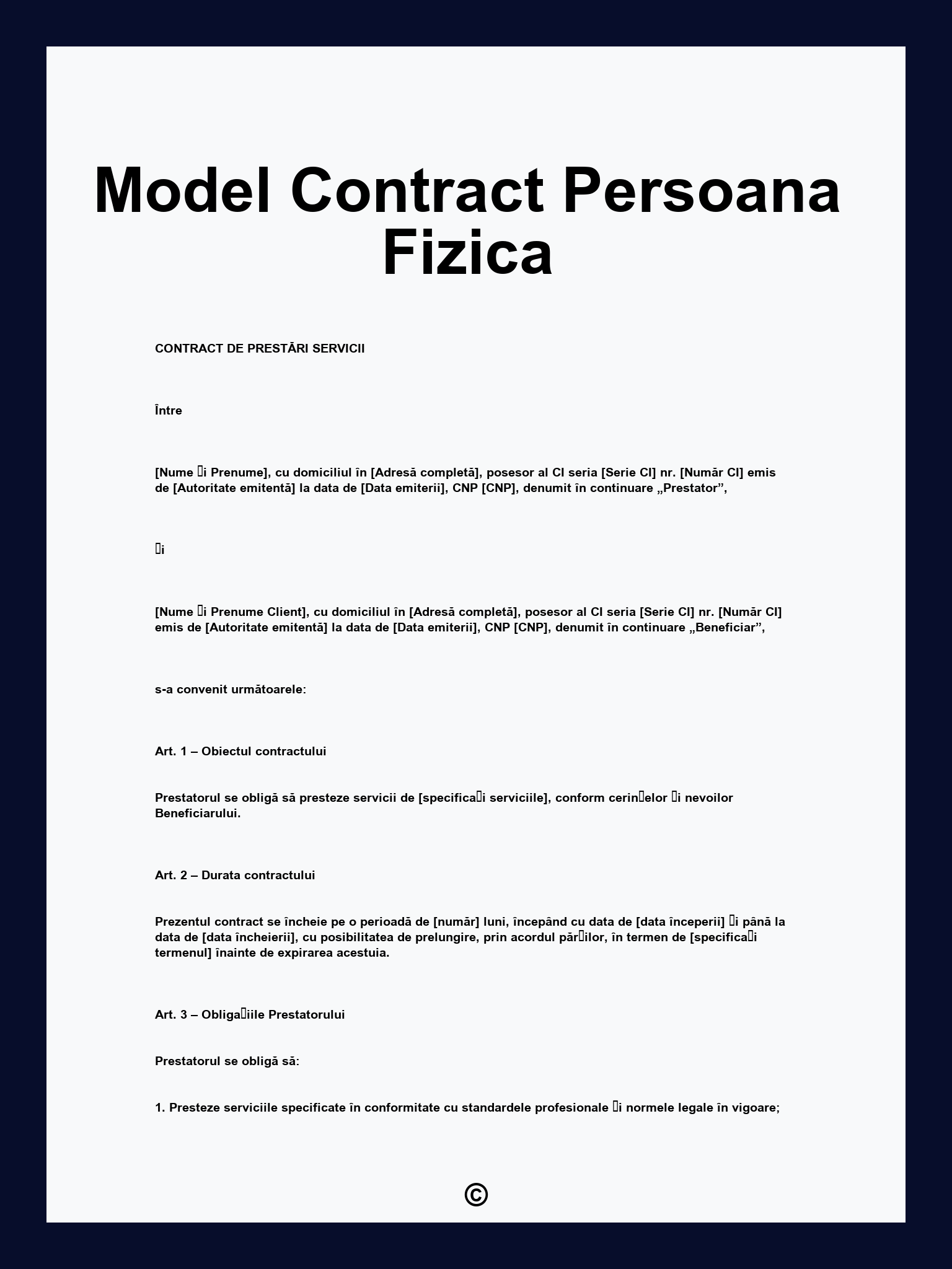 Model Contract Persoana Fizica