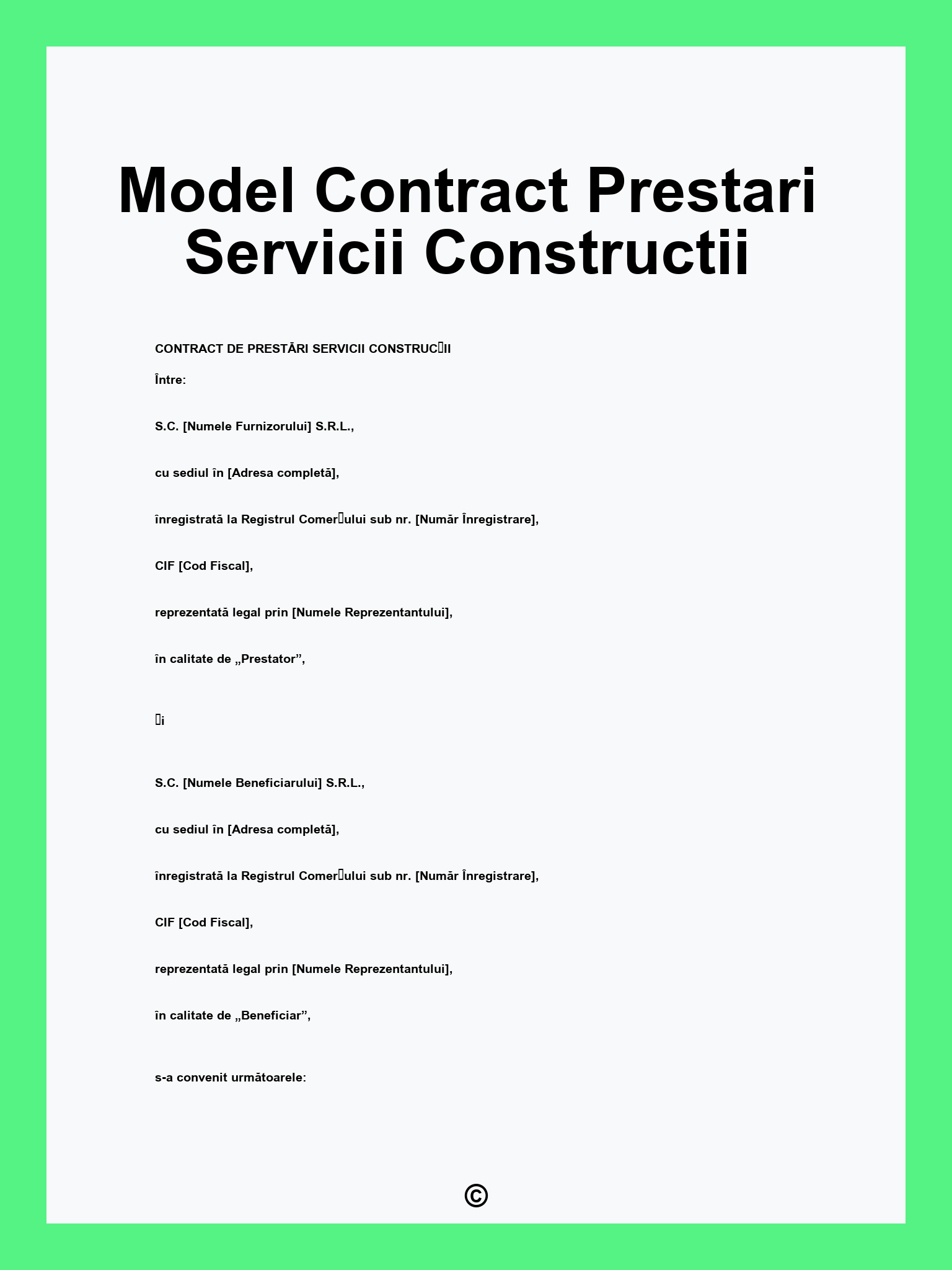 Model Contract Prestari Servicii Constructii