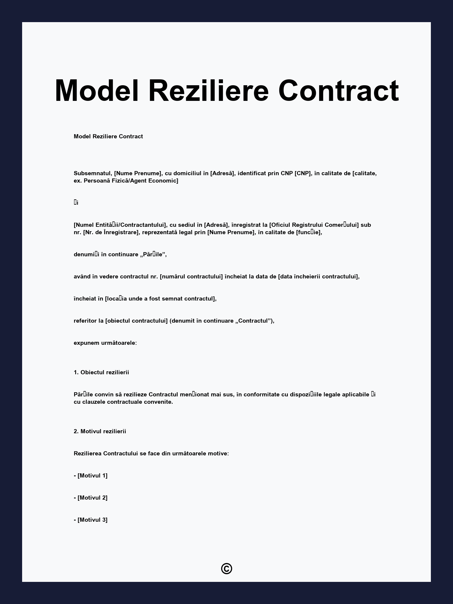 Model Reziliere Contract